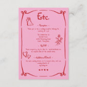 お洒落レトロ手描きピンクレッド結婚詳細 エンクロージャーカード (正面)