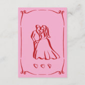 お洒落レトロ手描きピンクレッド結婚詳細 エンクロージャーカード (裏面)