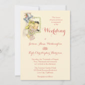 お洒落レトロ新婦結婚の 招待状 (裏面)