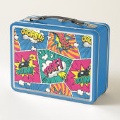 お洒落レトロ漫画 – アーカラフルトポップ・アートのデザイン メタルランチボックス (裏面)