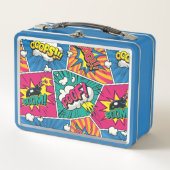お洒落レトロ漫画 – アーカラフルトポップ・アートのデザイン メタルランチボックス (正面)
