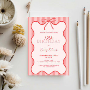 お洒落レトロ18縁どthバースデーパーティー 招待状