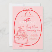 お洒落レトロ50縁どthバースデーパーティー 招待状 (正面)