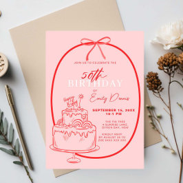 お洒落レトロ50縁どthバースデーパーティー 招待状