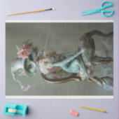 お洒落ヴィンテージの洗練された猫のデコパージュ 薄葉紙 (クラフト)