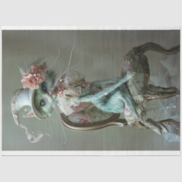 お洒落ヴィンテージの洗練された猫のデコパージュ 薄葉紙