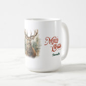 お洒落ヴィンテージイラストレーショントナカイ苔グリーン コーヒーマグカップ (正面右)