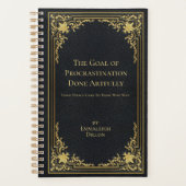 お洒落ヴィンテージエレガント金ゴールドとブラックブックカバー プランナー手帳 (正面)