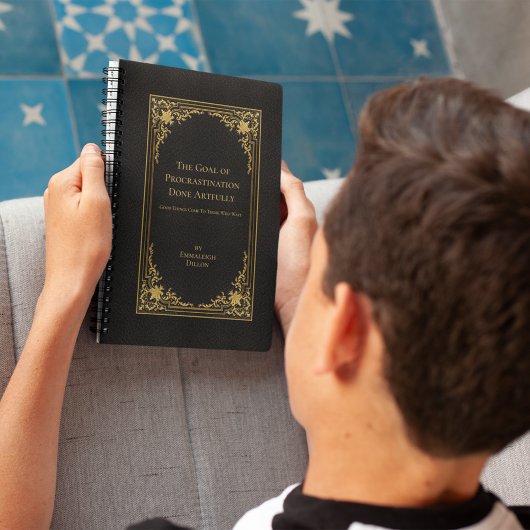 お洒落ヴィンテージエレガント金ゴールドとブラックブックカバー プランナー手帳