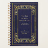 お洒落ヴィンテージエレガント金ゴールドとブルーブックカバー プランナー手帳 (正面)