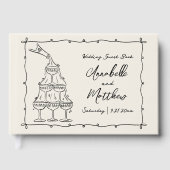 お洒落ヴィンテージハンドドロー結婚ド ゲストブック (正面)