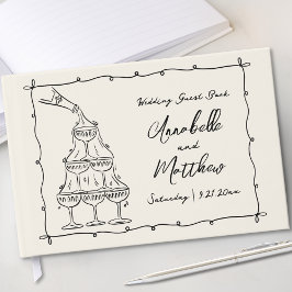 お洒落ヴィンテージハンドドロー結婚ド ゲストブック