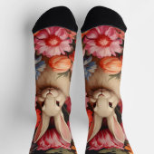 お洒落ヴィンテージバニー春開花 ソックス (上部)