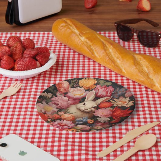 お洒落ヴィンテージバニー春開花 ペーパープレート (ピクニック)