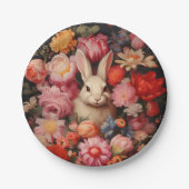 お洒落ヴィンテージバニー春開花 ペーパープレート (正面)