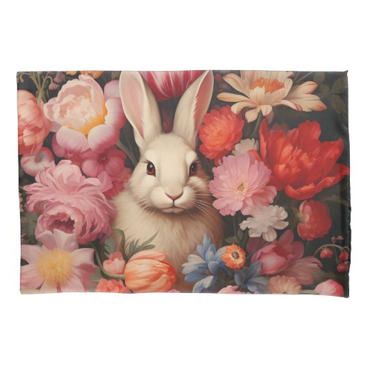 お洒落ヴィンテージバニー春開花 枕カバー (正面)