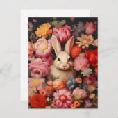 お洒落ヴィンテージバニー春開花 案内ポストカード (正面/裏面)