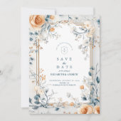 お洒落ヴィンテージフローラ結婚シダ セーブザデート (正面)