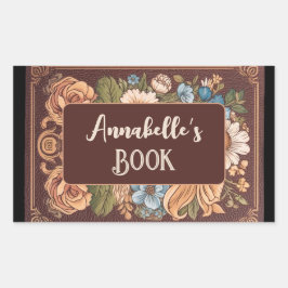 お洒落ヴィンテージブックラベル 長方形シール