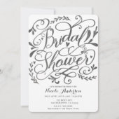 お洒落ヴィンテージレタリングチョークブライダルシャワー 招待状 (正面)