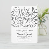 お洒落ヴィンテージレタリングチョーク婚約パーティ 招待状 (スタンド正面)