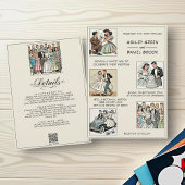 お洒落ヴィンテージレトロ50s漫画ブック結婚 招待状