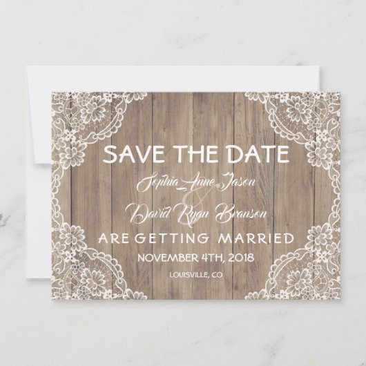 お洒落ヴィンテージレースオールドバ結婚ンズ セーブザデート (正面)