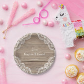 お洒落ヴィンテージレースオールドバ結婚ンズ ペーパープレート (パーティー)