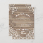 お洒落ヴィンテージレースオールドバ結婚ンズ 出欠カード (正面/裏面)
