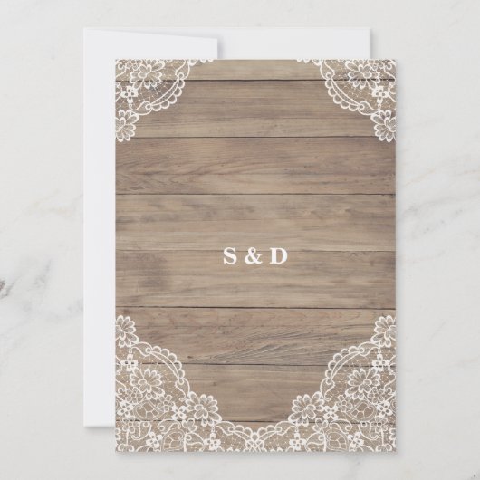 お洒落ヴィンテージレースオールドバ結婚ンズ 招待状 (裏面)