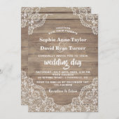 お洒落ヴィンテージレースオールドバ結婚ンズ 招待状 (正面/裏面)