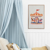 お洒落ヴィンテージ回転木馬の水色 ポスター