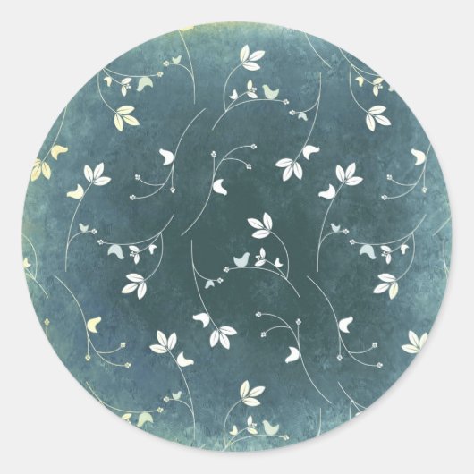 お洒落ヴィンテージ模様葉 ラウンドシール (正面)