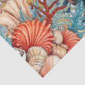 お洒落ヴィンテージ海フローラと魚 薄葉紙 (詳細)