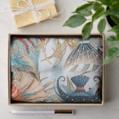 お洒落ヴィンテージ海フローラと魚 薄葉紙 (ギフト)