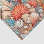 お洒落ヴィンテージ海フローラと魚 薄葉紙 (詳細)