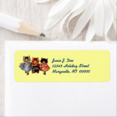 お洒落ヴィンテージ猫踊り住所 シール (インサイチュ)