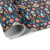お洒落ヴィンテージ野草植物模様 ラッピングペーパー (ロールコーナー)