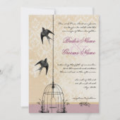 お洒落ヴィンテージ鳥かご結婚式招待状 招待状 (正面)