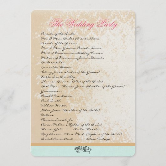 お洒落ヴィンテージ鳥かご結婚式 プログラム (裏面)