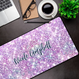 お洒落一角紫グリッター デスクマット
