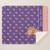 お洒落一輪花かわいらし柄 シェルパブランケット (正面(横))