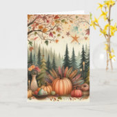 お洒落七面鳥の羽 カード (黄色い花)