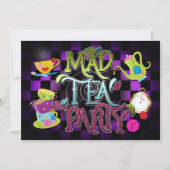 お洒落不機嫌お茶パーティー誕生日パーティーの招待 招待状 (正面)