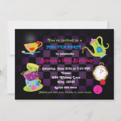 お洒落不機嫌お茶パーティー誕生日パーティーの招待 招待状 (裏面)