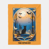 お洒落不気味な黒猫をテーマにしたカスタマイズ文字 フリースブランケット (正面)