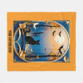 お洒落不気味な黒猫をテーマにしたカスタマイズ文字 フリースブランケット (正面(横))