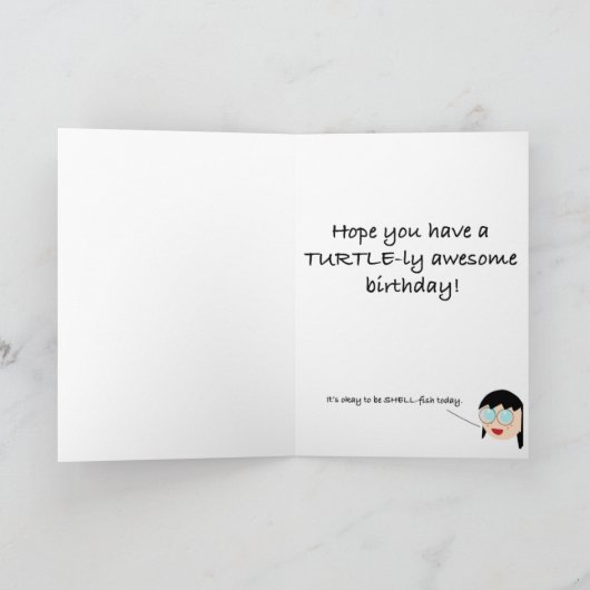 お洒落亀、ターリーの誕生日を持って素晴らし カード (内部)