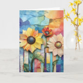 お洒落予測できなデイジー型の花ハローフォールディング カード (黄色い花)