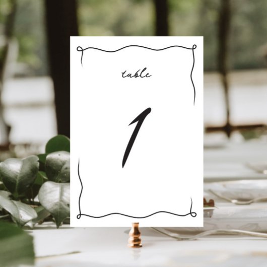 お洒落予測できなミニマル手描き結婚の テーブルナンバー